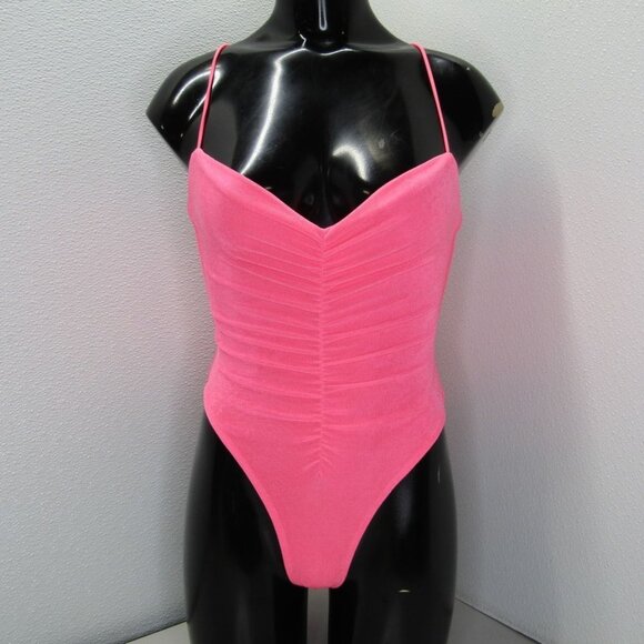 Ser.O.Ya Women’s Ruched Tank Bodysuit – Neon Pink/Coral – Size XXS - Picture 1 of 1